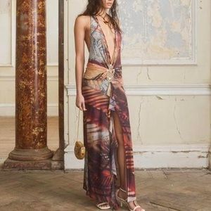 Jaded London Cindy Plunge Dress in Ruby